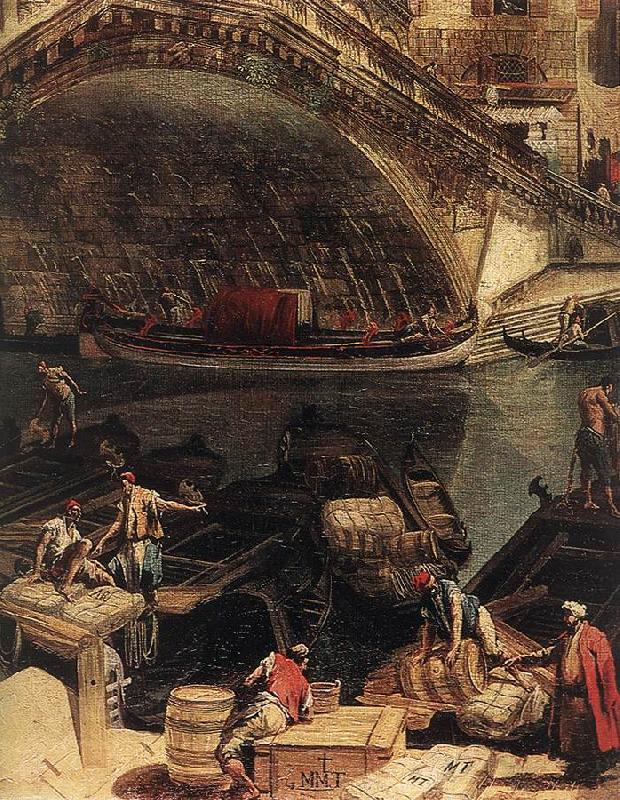 MARIESCHI, Michele The Rialto Bridge in Venice (detail) ag Sweden oil painting art